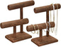 MOOCA 2 Pcs 2-Tier Space Saving Wooden Bracelet Holder Display, Jewelry Stand, Wood Bracelets Display, Jewelry Set, Free Assembly, Brown Color
