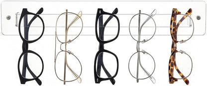 MyGift 13 Inch Premium Clear Acrylic Sunglasses Holder Wall Mounted Organizer Rack, Decorative Entryway Hanging Eyewear Display for Shades Reading Glasses Jewelry