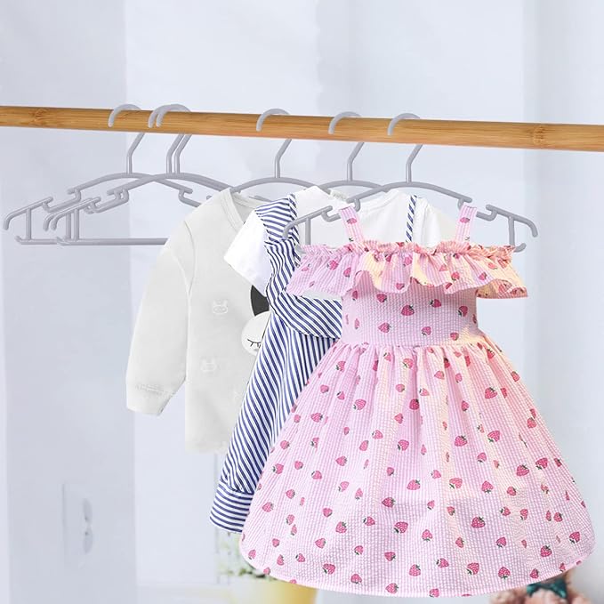 GoodtoU Plastic Baby Hangers, Gray, 60 Pack, Sturdy and Durable, Ideal for Kids' Clothes