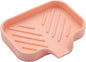 MicoYang Silicone Bathroom Soap Dishes with Drain Spout-Bathroom and Kitchen Sink Organizer,Sponge Holder,Dish Soap Tray,Perfect for Dispenser,Scrubber,Bottle,Cup on Sink or Counter-Pink 4.9"×3.2"