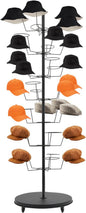 LOYALHEARTDY 7 Tier 35 Hooks Hat Rack Stand, Metal Hat Rack Hat Hangers Freestanding Hat Organizer Rack Display Stand for Wig, Cap, Baseball Hat (Black)