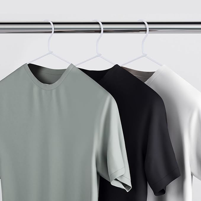 GlikCeil 15 Pcs Fabric Wrapped Metal Hangers Covered Wire Hanger Metal Coat Hangers Non Slip for Clothes Closet Clothing Suit Shirt Pant (White,Basic Style)