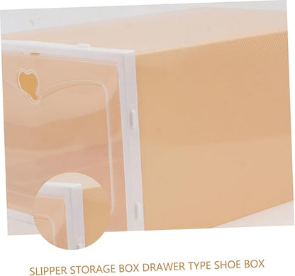 Cabilock 2Pcs Thickened Transparent Drawer Type Shoe Box for Men Stackable Plastic Footwear Storage Container with Large Capacity Space-saving Shoe Organizer for Home and Office