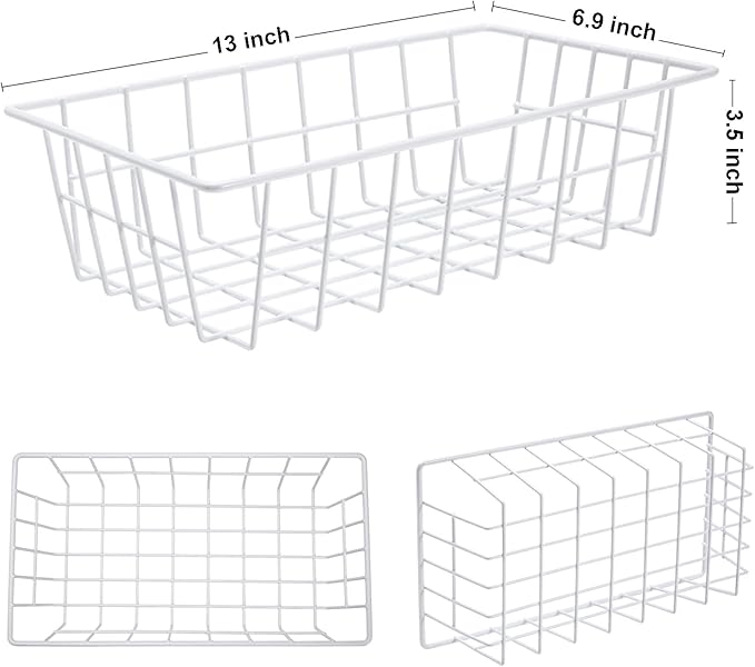 Orgneas Freezer Organizer Bins Metal Wire Storage Baskets for Upright Refrigerator Chest Freezer, Kitchen Pantry Storage and Organization for Fruit Vegetable Soda Cans Toys and Snacks, Set of 6