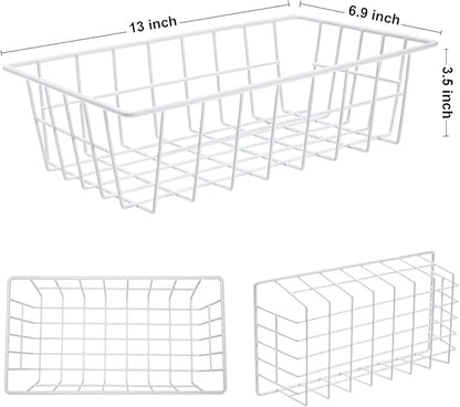 Orgneas Freezer Organizer Bins Metal Wire Storage Baskets for Upright Refrigerator Chest Freezer, Kitchen Pantry Storage and Organization for Fruit Vegetable Soda Cans Toys and Snacks, Set of 6