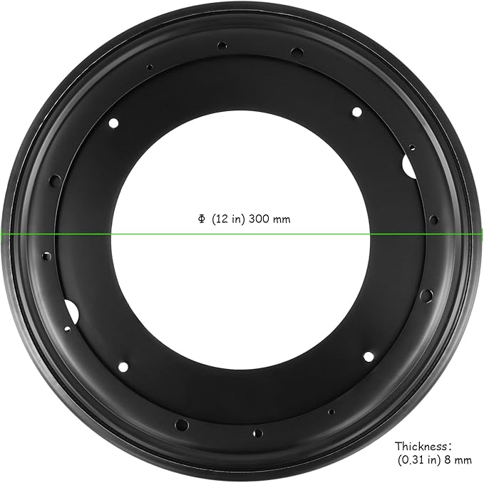 4 Pack 12 inch Black Round Lazy Susan Hardware, 5/16” Thick Turntable Thick Lazy Susan Base, Rotating Bearing Plate for Serving Tray, Table, Kitchen
