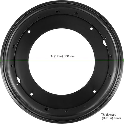 4 Pack 12 inch Black Round Lazy Susan Hardware, 5/16” Thick Turntable Thick Lazy Susan Base, Rotating Bearing Plate for Serving Tray, Table, Kitchen