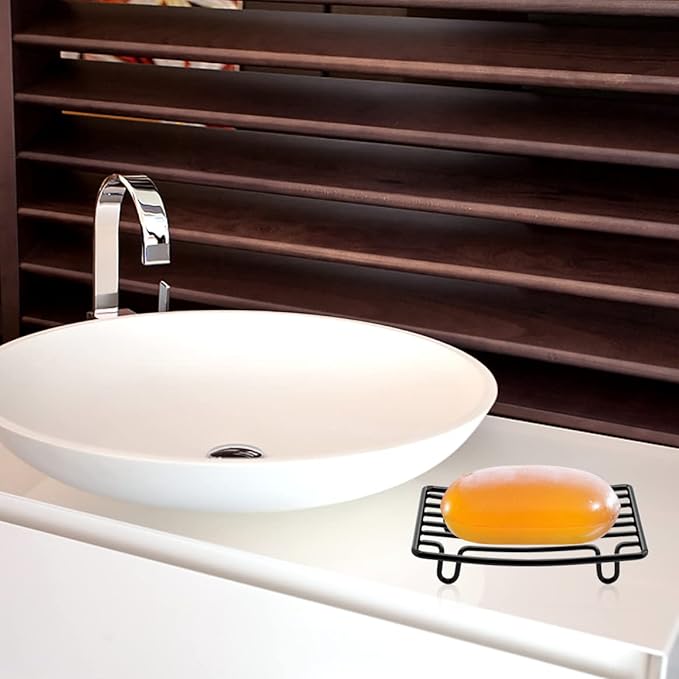 Soap Dish, Stainless Steel Bar Soap Holder for Shower Bathroom, Rust Proof Self Draining Soap Tray, Black-1 Pack