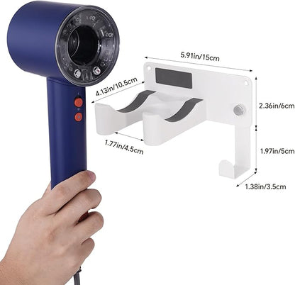 Dyson Hair Dryer Holder, Blow Dryer Holder Self Adhesive Hair Dryer Holder Wall Mounted Aluminum Hair Tool Organizer Blow Dryer Holder for Bathroom White CHOCHYAH