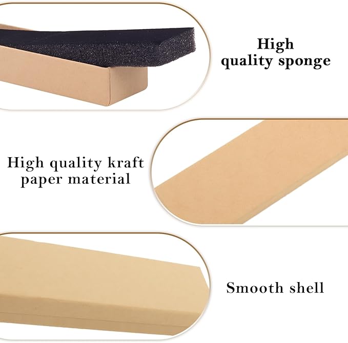 Rocutus Jewelry Gift Boxes Necklace Earring Ring Box Gift Box,12 Pack Jewelry Gift Boxes Necklace Gift Boxes Cotton Filled Cardboard Paper Jewelry Box Gift Cases with Tie Ribbon(Light Kraft)