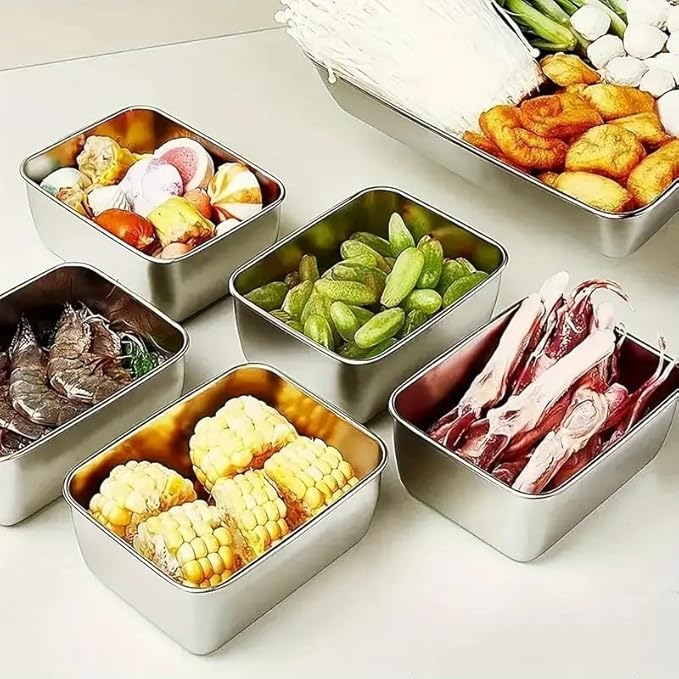 6pcs Stainless Steel Stacking Food Containers with Lids, Reusable Snack & Prep Containers for Office, sp-00018