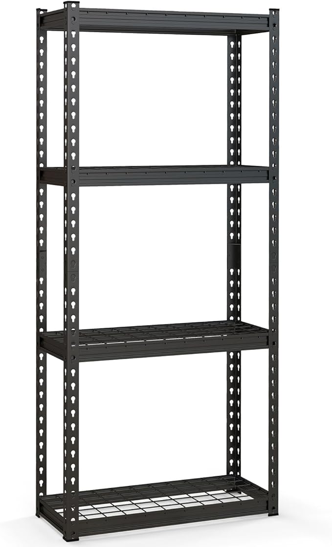 Goplus 4-Tier Metal Shelving Unit, Heavy Duty Wire Storage Rack with Anti-Slip Foot Pads, Height Adjustable Shelves for Warehouse, Kitchen, Living Room, Garage, 12" D x 27.5" W x 60" H