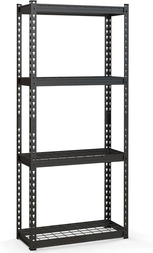 Goplus 4-Tier Metal Shelving Unit, Heavy Duty Wire Storage Rack with Anti-Slip Foot Pads, Height Adjustable Shelves for Warehouse, Kitchen, Living Room, Garage, 12" D x 27.5" W x 60" H