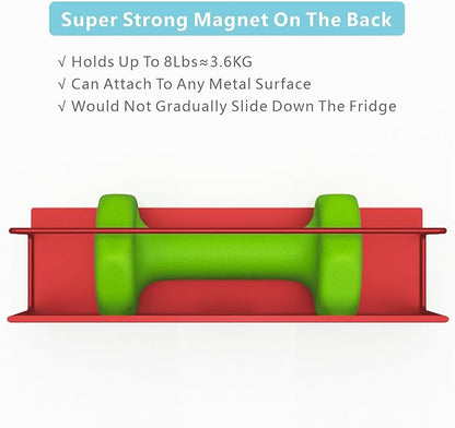 Magnetic Spice Rack For Refrigerator, Space Saving Magnetic Shelf For Fridge Red 2 Pack With Magnetic Paper Towel Holder