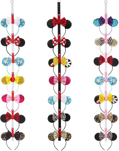 3Pcs Mouse Ears Headband Holder Headpiece Hanger Organizer Hair Accessories Storage Hanging Wall Display Decor