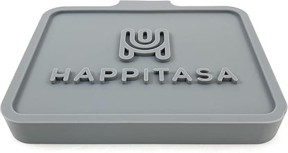Silicone Soap Dish Tray and Sponge Holder with Drain Chute, Rectangular, Kitchen and Bathroom Sink Organizer (Grey, 5.2"x4" (Set of 2), 7.2 Ounces)