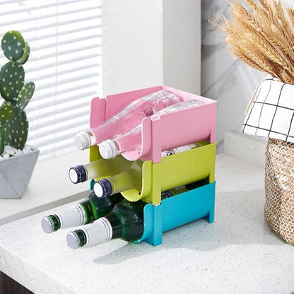 Luxshiny 3pcs Stackable Plastic Beer Organizer Rack Stylish Beverage Can Holder for Refrigerator Soda Can Dispenser for Fridge Efficient Storage for Home Bar and Restaurant