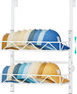 HapiRm Over the Door Hat Organizer - 2 Tier Wall Mounted Hat Rack with 2 Adjustable Metal Basket, Baseball Caps Organizer Storage Holds up to 20 Caps for Door, Bedroom, Closet (White)