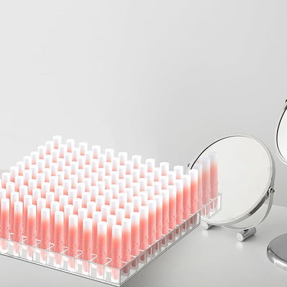 Mumufy Lipstick Holder Clear Acrylic Organizer Makeup Lip Gloss Organizer Plastic Cosmetic Display Case for Lipstick Brushes Bottles Perfume Essential Drawer Vanity Bathroom (121 Slot)