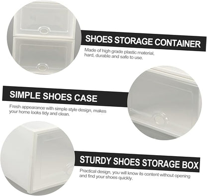 Ciieeo 6 Pcs Transparent Plastic Shoe Storage Box Drawer Style Container for Organized Home Shoes Scratch Resistant Stackable Design for Quick Access