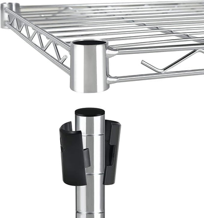 YSSOA 5-Tier Heavy Duty Storage Shelves, 1750 Lbs Loading Capacity, 35.43" W x 17.72" D x 70.87" H Adjustable Shelving Unit with Wheels, Chrome