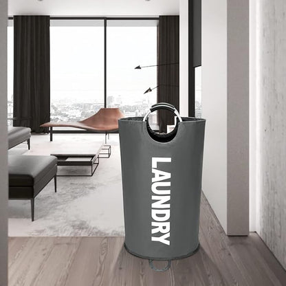 Maxsilan 125L X-Large Laundry Basket, Freestanding Tall Clothes Hamper, Collapsible Laundry Bag, Dark Grey