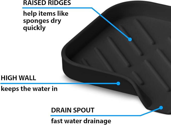 Multi-Functional Black Soap Holder - Soap Bar & Sponge Holder, Space-Saving Sink Caddy - Organize Your Kitchen!