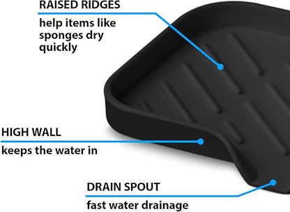 Multi-Functional Black Soap Holder - Soap Bar & Sponge Holder, Space-Saving Sink Caddy - Organize Your Kitchen!