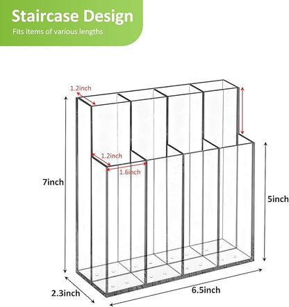 Acrylic Straw Holder for Cabinet Door, Clear Straw Organizer for Reusable Straws, Self-Adhesive No Drill Wall Mount Storage for Kitchen Bar Office, Large Capacity Tableware Rack (8 Compartments)