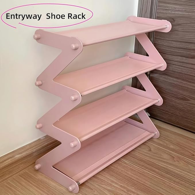 4 Tier Foldable Shoe Rack Organizer Free Standing Shoe Rack for Closet Front Door Living Room Entryway, Simple Installation (Coffee)