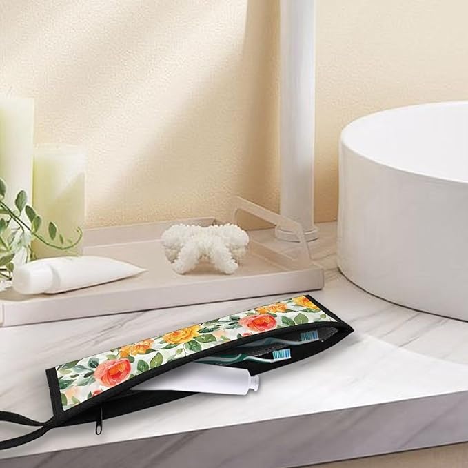 Portable Tableware Carrier Pouch Cutlery Bag Silverware Organizer Accessories for Travel Camp Party, Blooming Flower