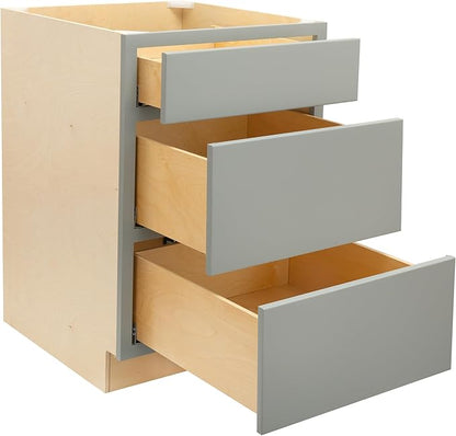 Quicklock RTA (Ready-to-Assemble) | Base Kitchen Cabinets - Shaker Style | Made in America (Magnetic Gray, 24" W x 34.5" H x 24" D 3 Drawer Pots and Pans)