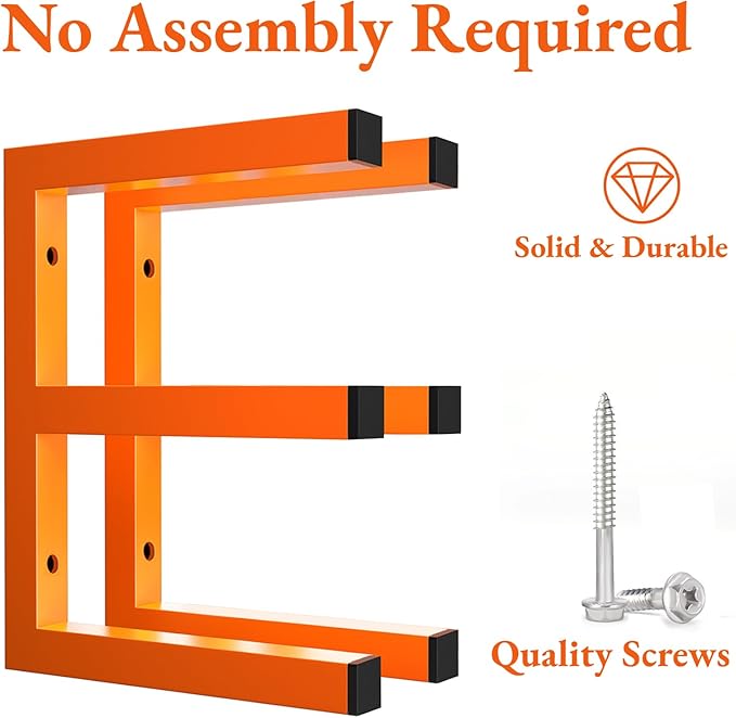 MOOMSINE Lumber Storage Rack Wall Mount, Heavy Duty Metal Wood Organizer with 3-Level Each Shelf Holds Up 200 Lbs, Indoor & Outdoor Use