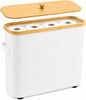 Premium Waterproof Toilet Paper Storage Box with Bamboo Lid - Fits 9 Mega Rolls, 900D Heavy-Duty Fabric Bathroom Organizer Bin with Elevated Base & Handles for Narrow Spaces (17.3"x 6.9"x 15.5")