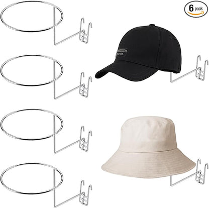 Hat Displayer for Gridwall, 6PCS Hat Hanger Gridwall Hooks Metal Hat Holder Wall Mounted Gridwall Hat Helmet Rack Hat Display Shelves Organizer Grid Plate Hook for Cowboy Hat Cap Wigs