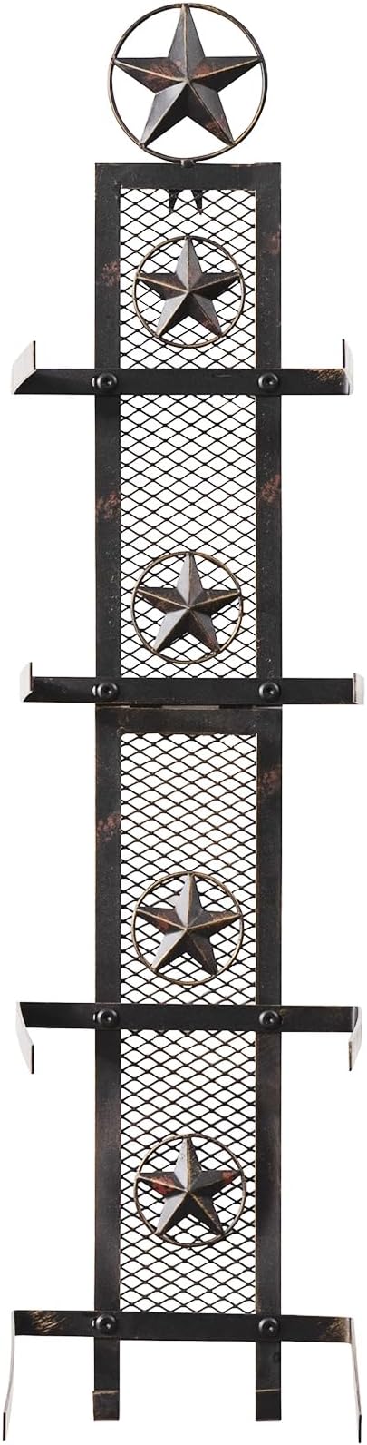 Cowboy Hat Rack for Wall, Metal Star Cowboy Hat Holder for 4 Hats, Vertical Western Hat Rack Wall Mount, Rustic Wall Hanging Decorative Hat Hanger with Hook