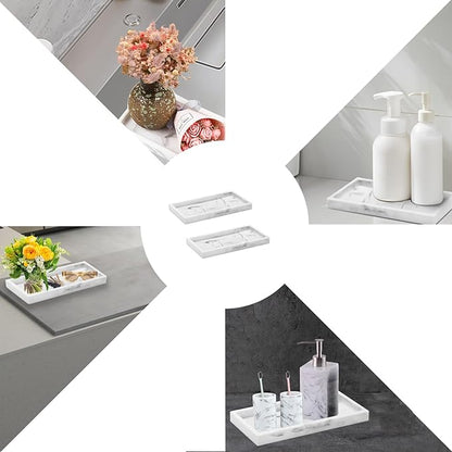 2 Packs Silicone Bathroom Vanity Tray Large 11.8" ＆ Large 11.8" Set - Rectangle Shatterproof Flexible Bathroom Tray for Soap Dispenser, Tissues, Candles, Towel, Plant, Perfume Key