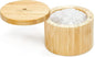 RoyalHouse Bamboo Salt Cellar Bamboo Storage Box with Magnetic Swivel Lid, 6 Ounce Capacity