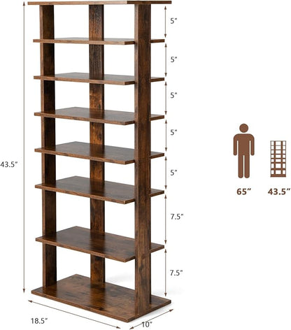 Tangkula 8-Tier Vertical Shoe Rack, Space-Saving Corner Shoe Organizer for 14 Pairs, Narrow Shoe Storage for Entryway, Front Door, or Closet