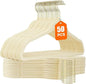 50 Pack Beige Velvet Hangers,Non Slip,Heavy-Duty,Slim,Space Saving,with Felt Surface and Gold 360°Swivel Hook,for Pants,Outfit,Skirts,Suits,Coats,Dresses ect.