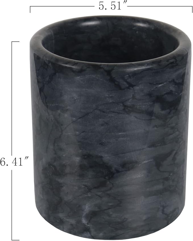 HillSpring Marble Salt Cellar, Utensil Holder, for Kitchen (Black)