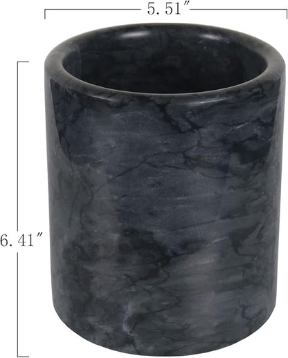 HillSpring Marble Salt Cellar, Utensil Holder, for Kitchen (Black)