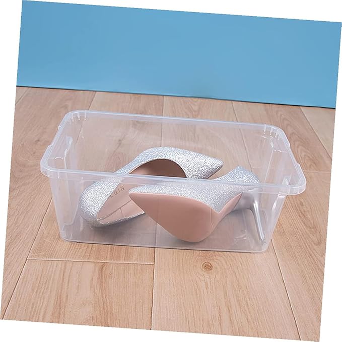 2pcs Stackable Plastic Shoes Storage Boxes with Lids, Shoe Organizer Cases for Household Closet and Kitchen Storage