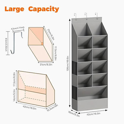 over the Door Shoe Organizer, Hanging Shoe Organizer with 15 Large Deep Pockets, Narrow Shoe Rack for Door Hanging Boots Storage, Dorm Room Essentials, Grey 11 Grid