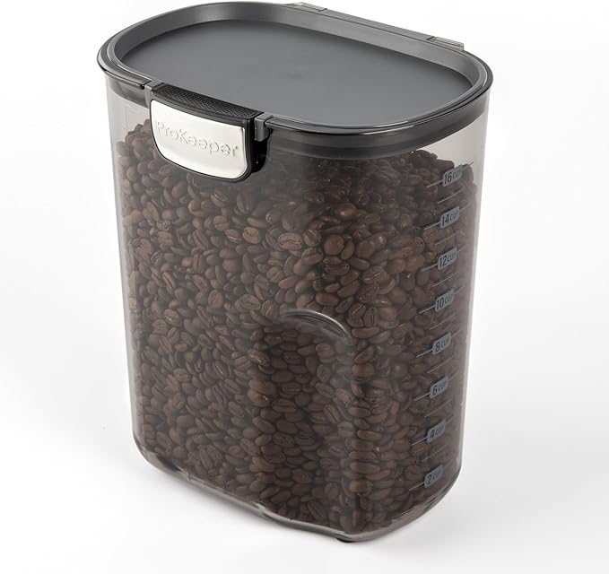 ProKeeper+ by Progressive International Clear Plastic Airtight Food Baker's Kitchen Storage Organization Container Canister Set with Magnetic Accessories (Coffee 4.3-Quart)
