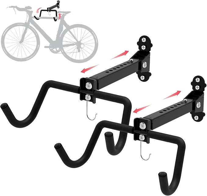 Qualward Bike Wall Mount Hanger, Garage Bike Rack for Indoor Bicycle Storage in Garage Home, Horizontal Bike Holder for Road Bikes, Mountain Bikes, Hybrid Bikes