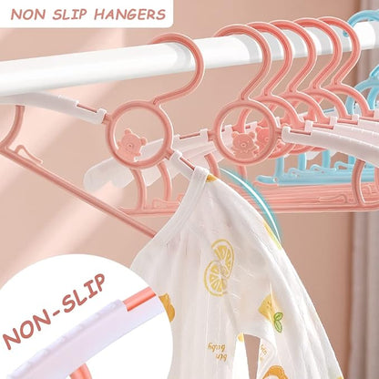 Baby Hangers for Nursery Closet 40 Pack Plastic Kids Clothes Hanger Space Saving Non Slip Extendable Toddler 11-14” Adjustable Hangers Heavy Duty Clothing Infant Hanger Bulk, Pink