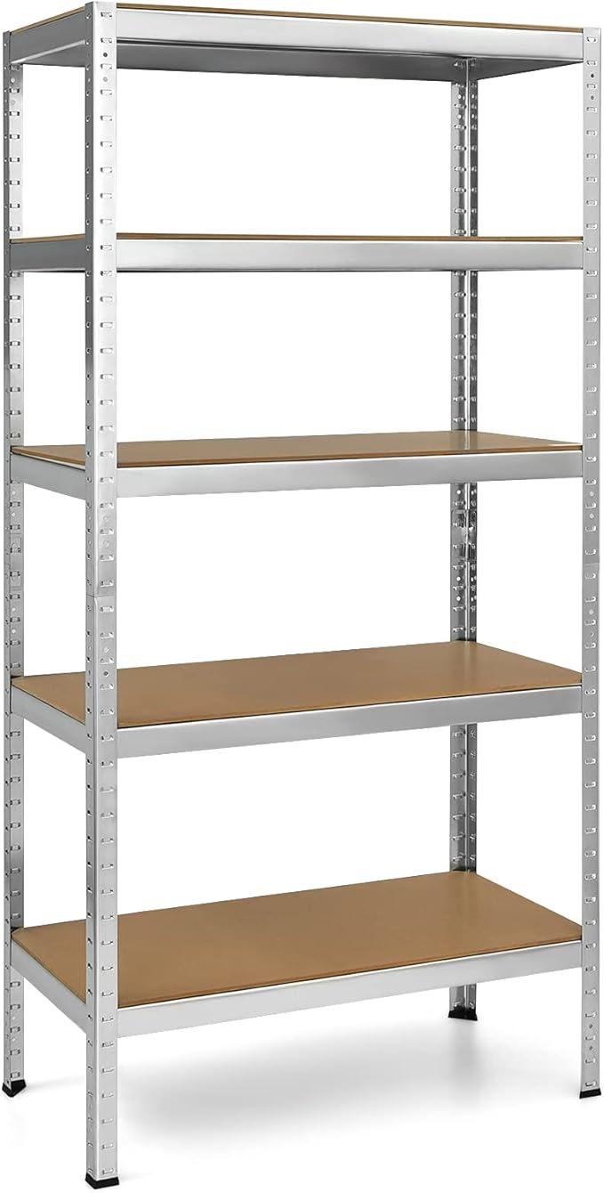 Tangkula 72" Storage Shelves, Heavy Duty Steel Frame 5-Tier Garage Shelf, Metal Multi-Use Storage Shelving Unit for Home/Office/Dormitory/Garage (1, Silver)