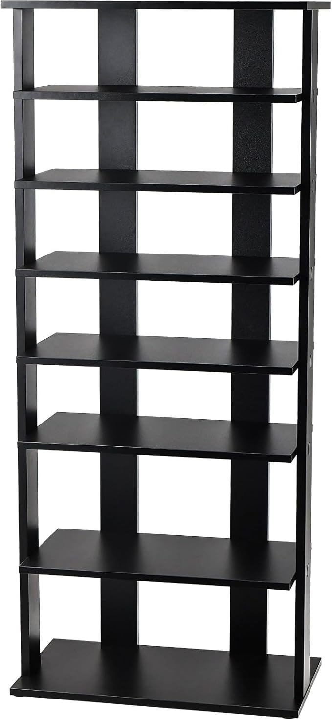 GOFLAME 7-Tier Tall Shoe Rack, Patented Freestanding Shoe Shelf Storage Organizer for 14 Pairs of Shoes, Space-Saving Vertical Shoe Stand for Entryway, Closet, Living Room, Black