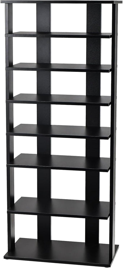 GOFLAME 7-Tier Tall Shoe Rack, Patented Freestanding Shoe Shelf Storage Organizer for 14 Pairs of Shoes, Space-Saving Vertical Shoe Stand for Entryway, Closet, Living Room, Black